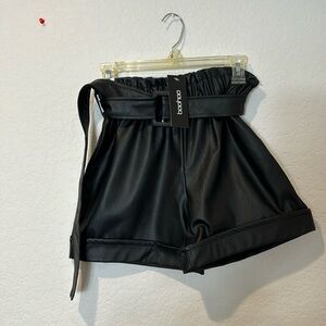 Runched waist belted pu